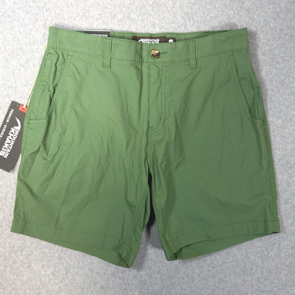 Mountain Khakis Mens Stretch Poplin Shorts Relaxed Fit 31x8 Lagoon Green NWT